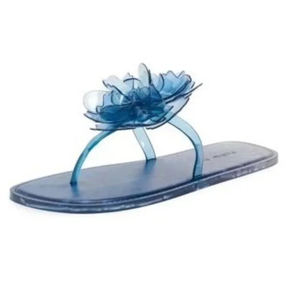 FARM Rio Blue Flower Jelly Flat Sandals Women’s Size 10 / 11 Slip On NIB Brazil